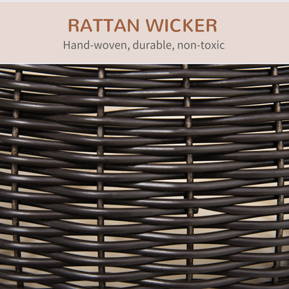 PawHut Elevated Cat Bed with Rotatable Egg Chair Pod, Cat Basket Bed with Thick Cushion, Natural Mat Grass Woven Kitty House, Coffee