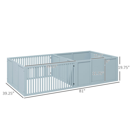 PawHut Whelping Box for Dogs Built for Mother's Comfort, Dog Whelping Pen with Removable Doors, Puppy Playpen for Indoors, Newborn Puppy Supplies & Essentials, 81" x 39" x 20", Gray