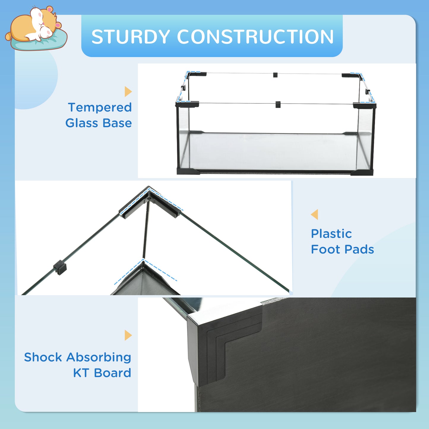PawHut 23.5" Hamster Cage, Gerbil Cage with Glass Basin for Small Hamsters, Black