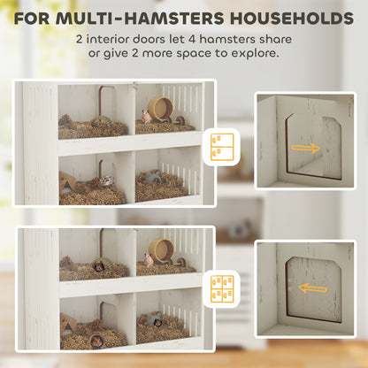 PawHut Multi-Pet Hamster Cage w/ Storage Cabinet – Cream White (31.9")