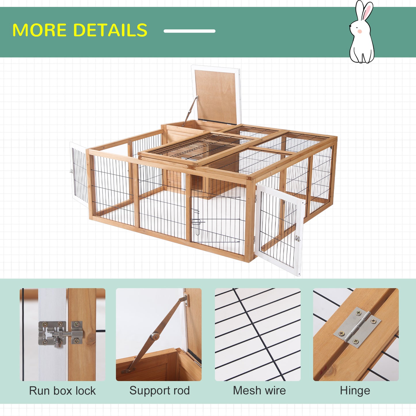 PawHut Rabbit Hutch, Waterproof Rabbit House for Small Animals, Natural