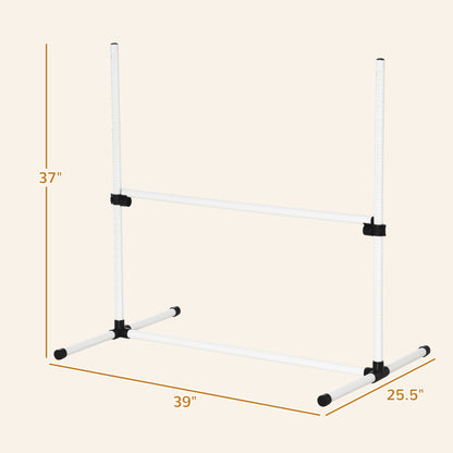 PawHut 8 Piece Dog Agility Set with Adjustable Height Jump Bars, Carry Bag, Displacing Top Bar, White