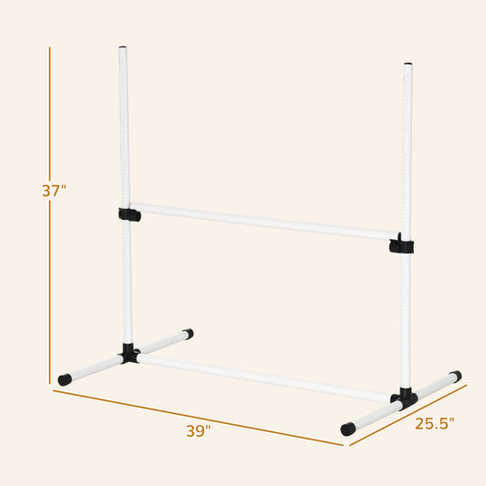 PawHut 8 Piece Dog Agility Set with Adjustable Height Jump Bars, Carry Bag, Displacing Top Bar, White