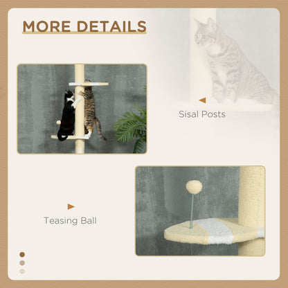 PawHut 4-Tier Floor to Ceiling Cat Tree Height Adjustable 87 -103 Inch