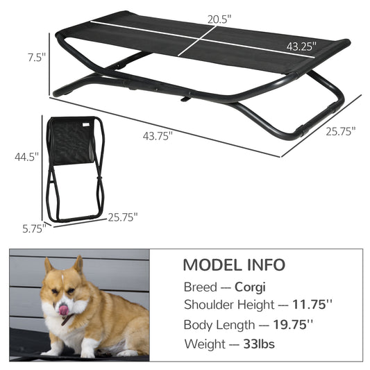 PawHut Elevated Dog Bed with Breathable Fabric, Foldable Pet Cot with Heavy Duty Steel Frame, Portable Cooling Pet Bed Indoor Outdoor Use, for Small Medium Dogs