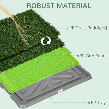 PawHut 2 Pack Artificial Dog Grass Pad with Tray for Potty Training Dogs, 26" x 16"