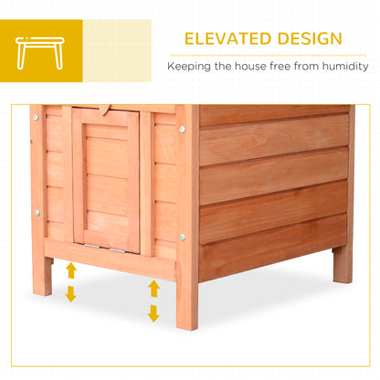 PawHut Small Wooden Rabbit Hutch Bunny Cage Guinea Pig Cage Duck House Dog House with Openable & Waterproof Roof, for Rabbits, Chickens, Ducks, Natural