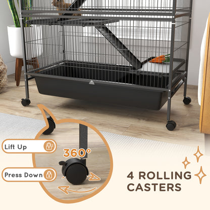 PawHut 53.5"H Small Animal Cage 5-Level Metal Ferret Cage for Rabbits