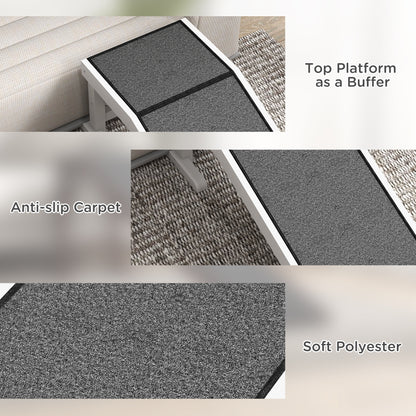 PawHut 49" Pet Ramp for Dogs & Cats with Non-Slip Carpet, White