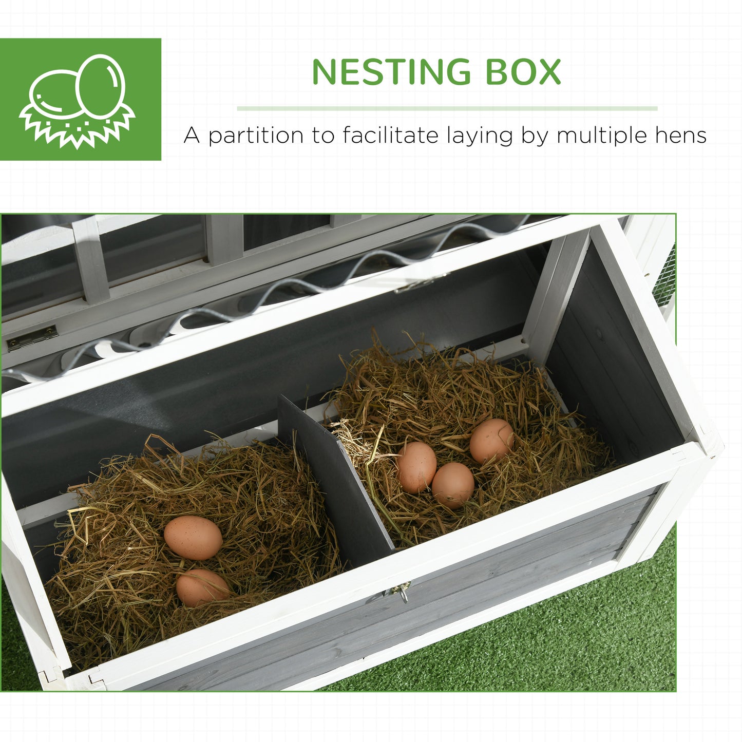 PawHut Wooden Chicken Coop with Run for 3-4 Chickens, 68" x 59" x 42"