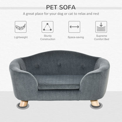 PawHut Miniature Dog / Cat Couch w/ Washable and Removable Cushion, Waterproof Cover, Gray
