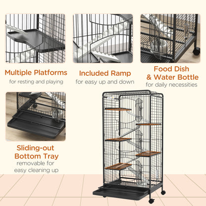 PawHut 6 Levels Small Animal Cage for Dwarf Rabbits, Pet Mink, and Chinchillas