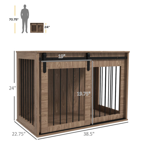 PawHut Dog Crate Furniture for Large Sized Dog, 39" x 23" x 24", Brown