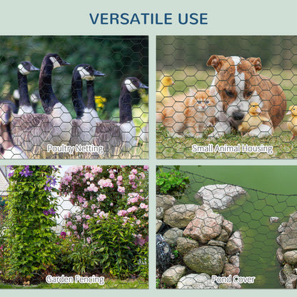 PawHut 39 in x 82 ft Chicken Wire Fence, Welded Wire Metal Roll Vegetables Garden Rabbit Fencing, Hexagonal Poultry Fence Wire, for Ducks, Gooses, Dark Green