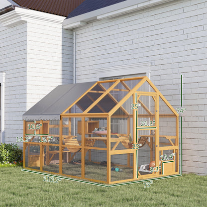 PawHut Large Wooden Outdoor Cat Enclosure w/ Waterproof Cover – Yellow
