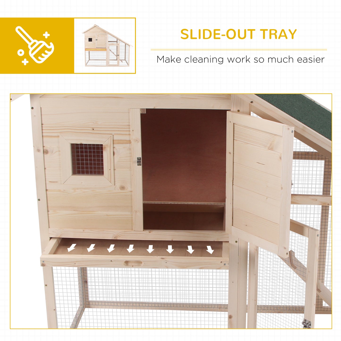 PawHut 55" L 2-Tier Wooden Rabbit Hutch Bunny Cage