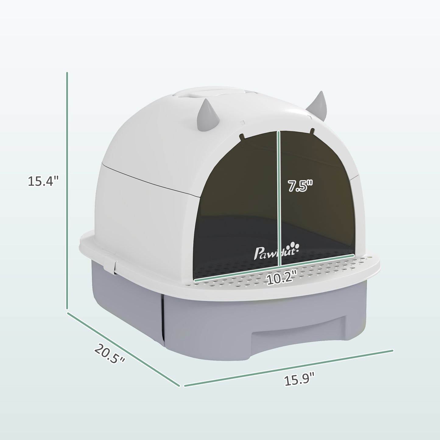 PawHut Covered Cat Litter Box w/Lid - Gray