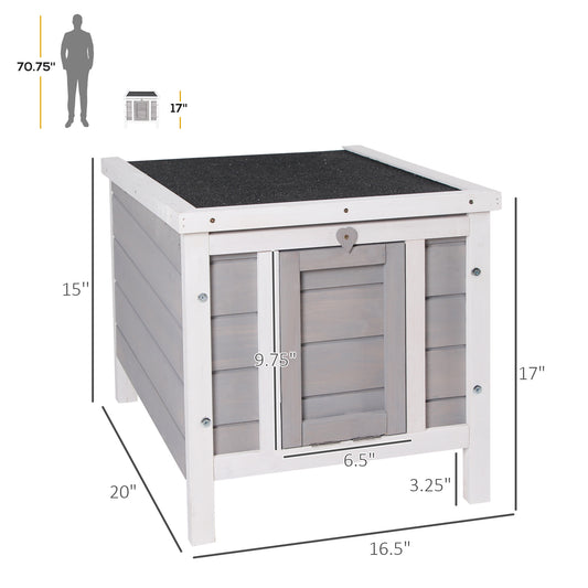 PawHut Small Wooden Rabbit Hutch Bunny Cage Guinea Pig Cage Duck House Dog House with Openable & Waterproof Roof, for Rabbits, Chickens, Ducks, Gray