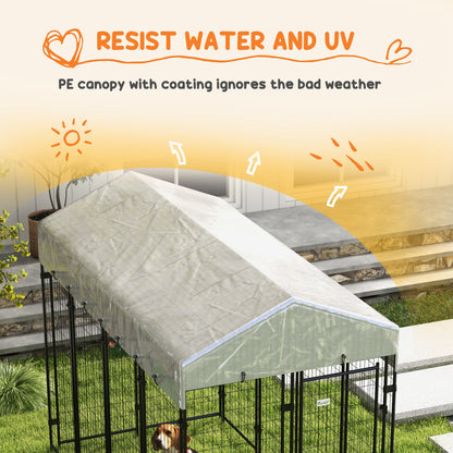 PawHut 7.8' x 4' x 6' Outdoor Dog Kennel with Waterproof Canopy, Large Door