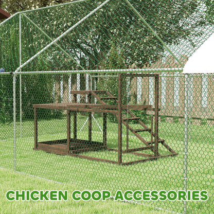 PawHut Wooden Chicken Activity Play Set with Perch, Swing, Ladder, Platforms, Feeder Storage, Coffee