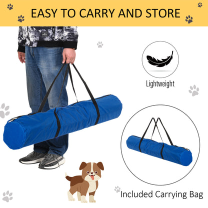PawHut 4 Piece Dog Agility Starter Kit with Adjustable Height Jump Bars, Included Carry Bag & Displacing Top Bar - Blue
