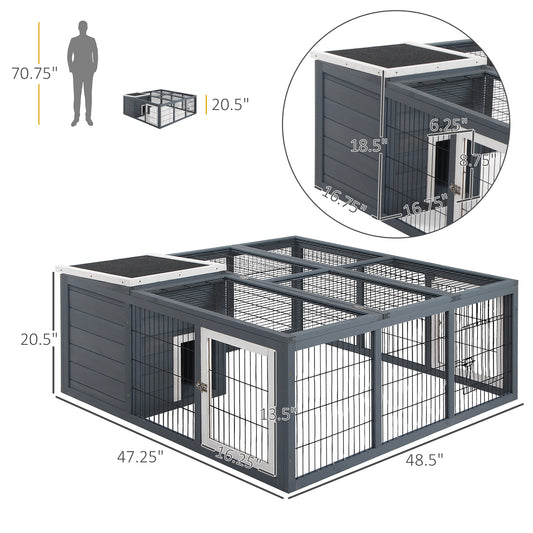 PawHut Rabbit Hutch, Waterproof Rabbit House for Small Animals, Gray