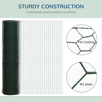 PawHut 39 in x 82 ft Chicken Wire Fence, Welded Wire Metal Roll Vegetables Garden Rabbit Fencing, Hexagonal Poultry Fence Wire, for Ducks, Gooses, Dark Green