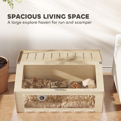 PawHut 39 inch Hamster Cage Habitat with Acrylic Window & Openable Top for Dwarf Hamster, Gerbil, Guinea Pig, Rat, Oak