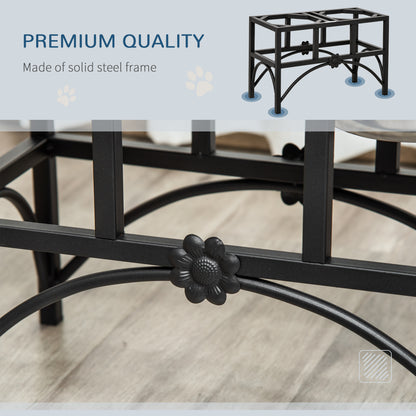 PawHut 17" Double Stainless Steel Heavy Duty Dog Food Bowl Elevated Pet Feeding Station