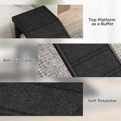 PawHut Dog Ramp w/ Non-Slip Carpet and Top Platform, 74" x 16" x 25", Black