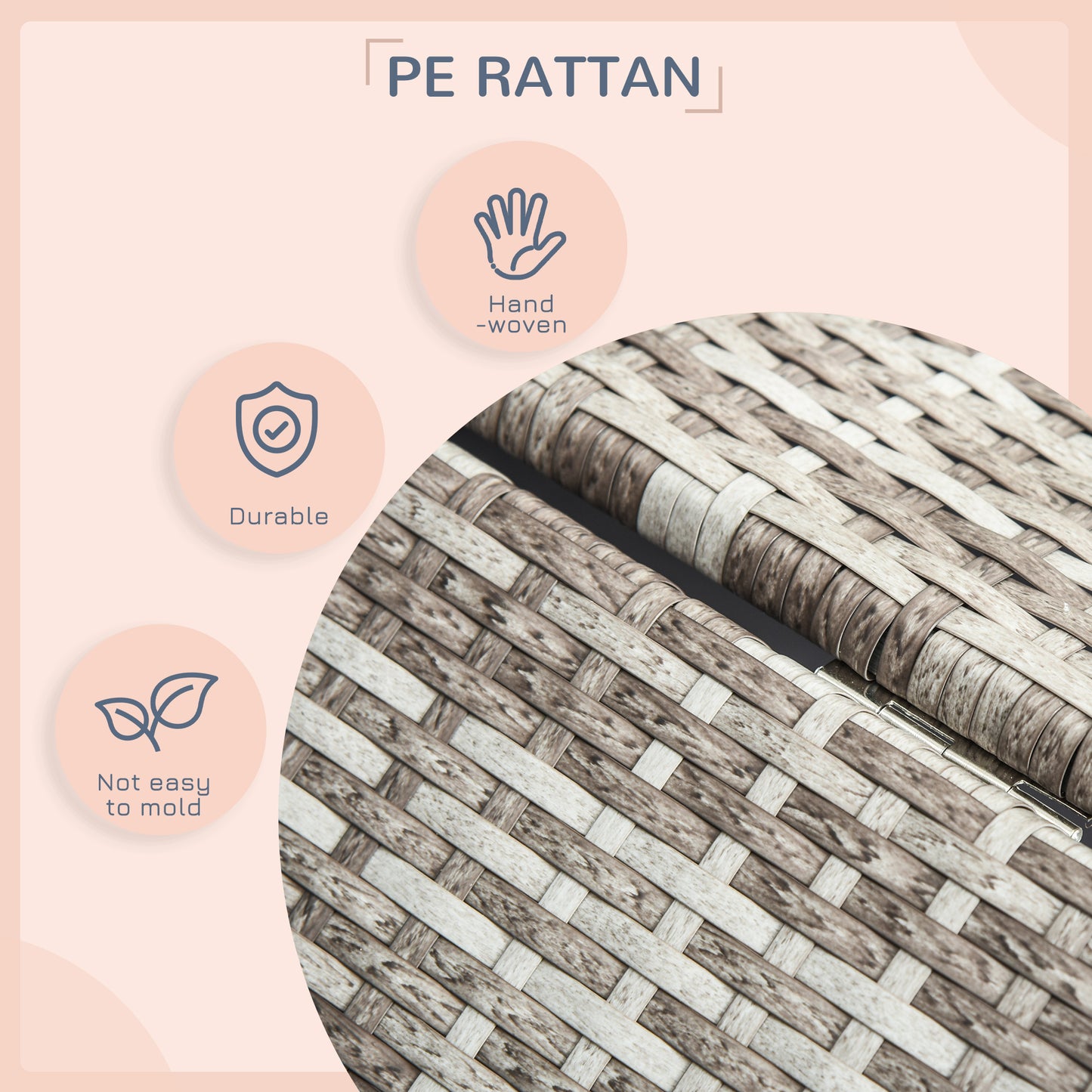 PawHut Wicker Dog House Elevated Raised Rattan Bed with Removable Cushion Lounge, Charcoal Gray