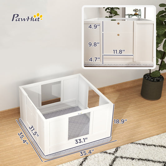 PawHut Whelping Box for Dogs with Whelping Pad, Adjustable Entrance, Non-slip Foot Pads, for Small Dogs, White