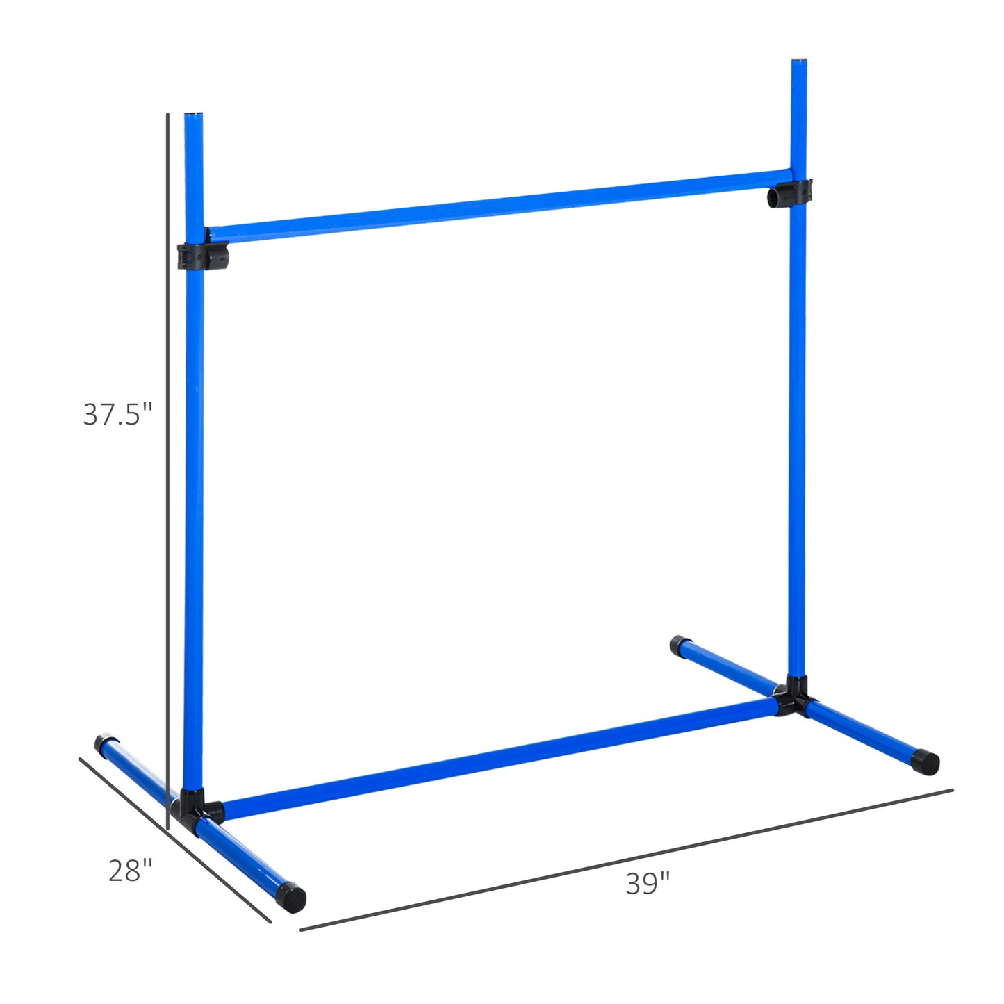 PawHut 4 Piece Dog Agility Starter Kit with Adjustable Height Jump Bars, Included Carry Bag & Displacing Top Bar - Blue