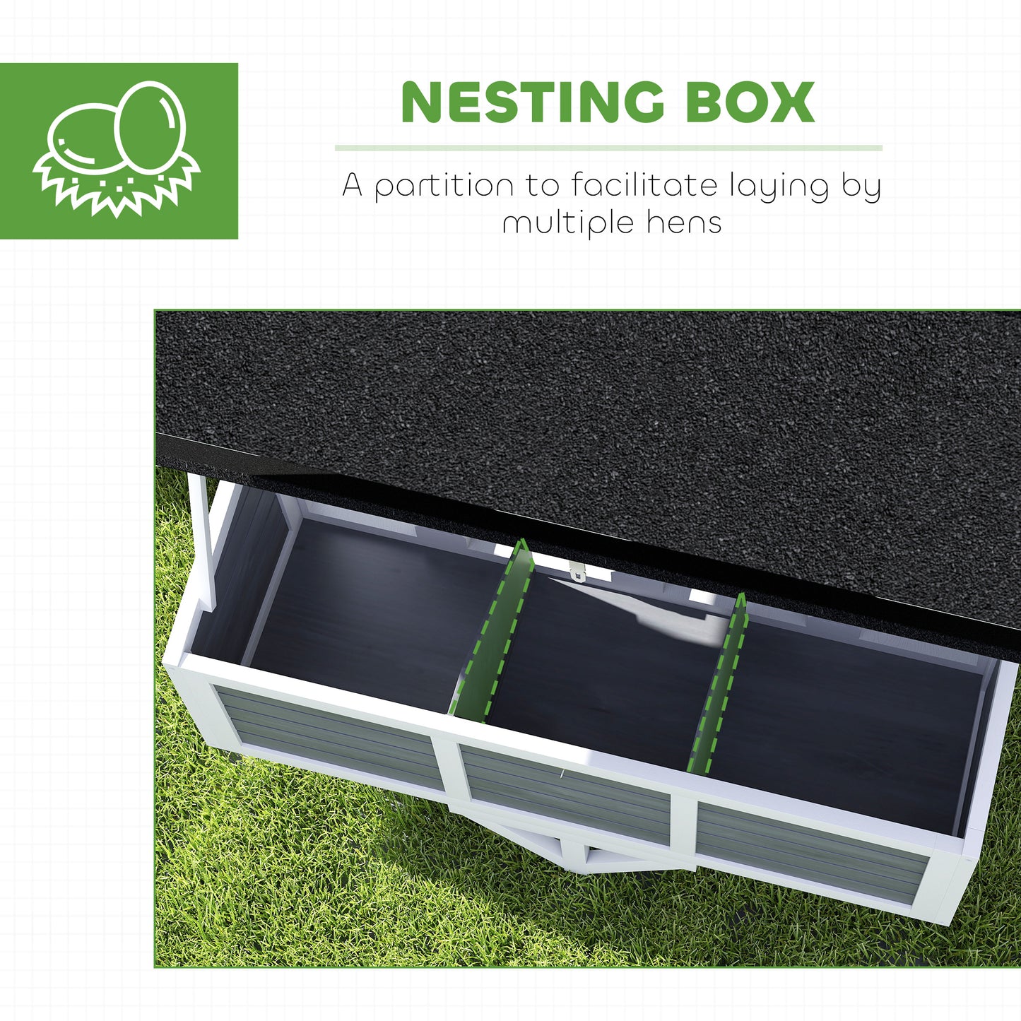 PawHut 43" Chicken Coop with Wheels, Chicken Tractor with Nesting Box, Windows, Pull-out Tray, Perches, for 2-4 Hens, Gray