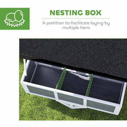 PawHut 43" Chicken Coop with Wheels, Chicken Tractor with Nesting Box, Windows, Pull-out Tray, Perches, for 2-4 Hens, Gray