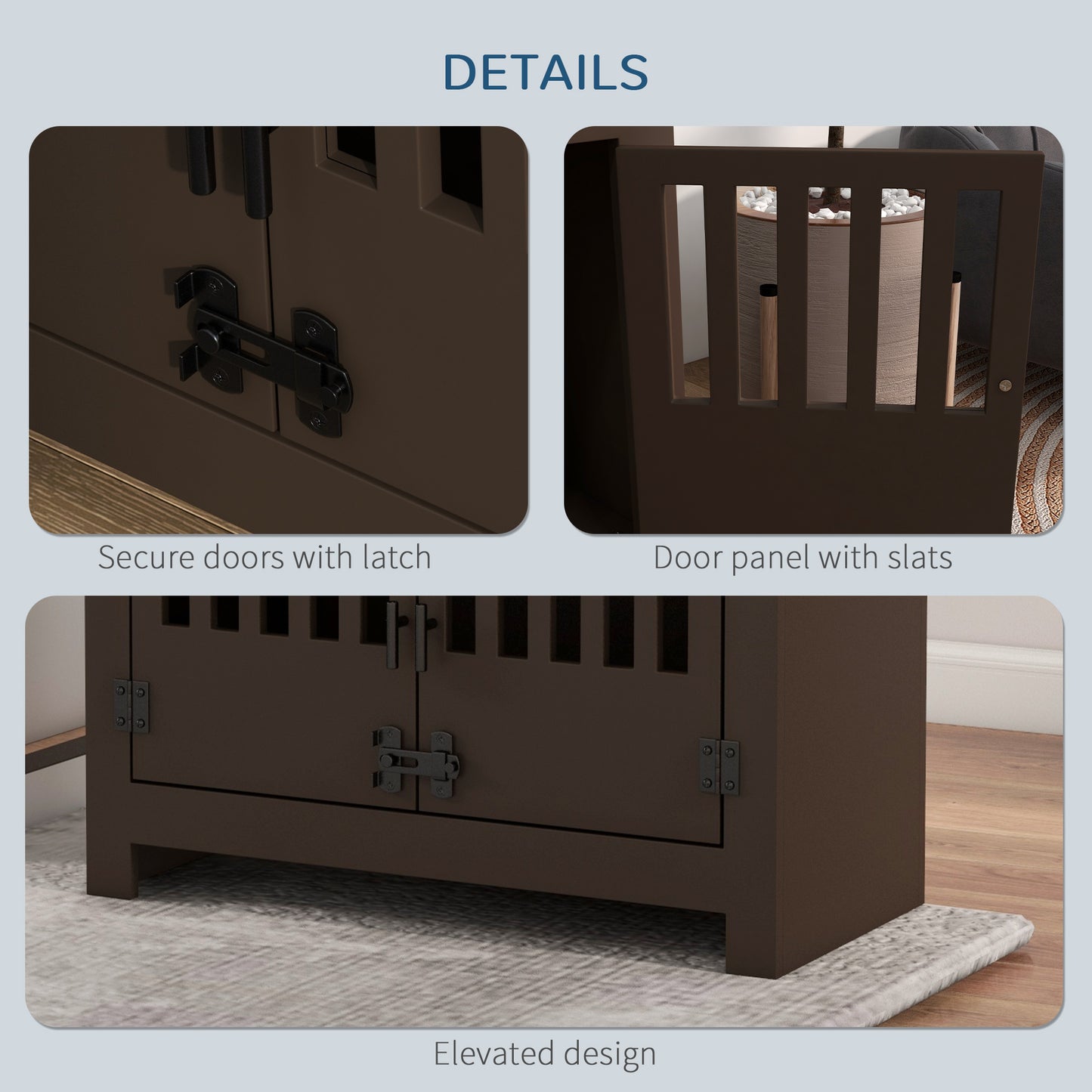 PawHut Dog Food Storage Cabinet with Bowls & Dog Feeding Station, Espresso