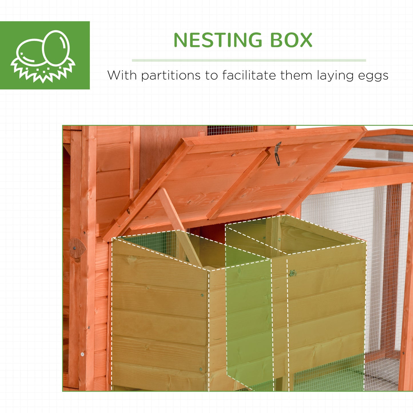 PawHut 145" Wooden Chicken Coop with Run & Inner Hen House Space