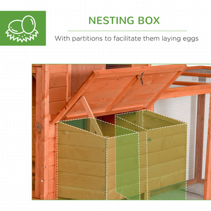 PawHut 145" Wooden Chicken Coop with Run & Inner Hen House Space