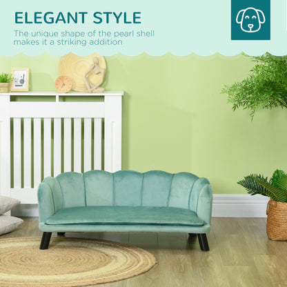 PawHut Pearl Design Pet Sofa for Medium and Large Sized Dogs, Pet Bed with Cushion and Solid Wood Legs, Green