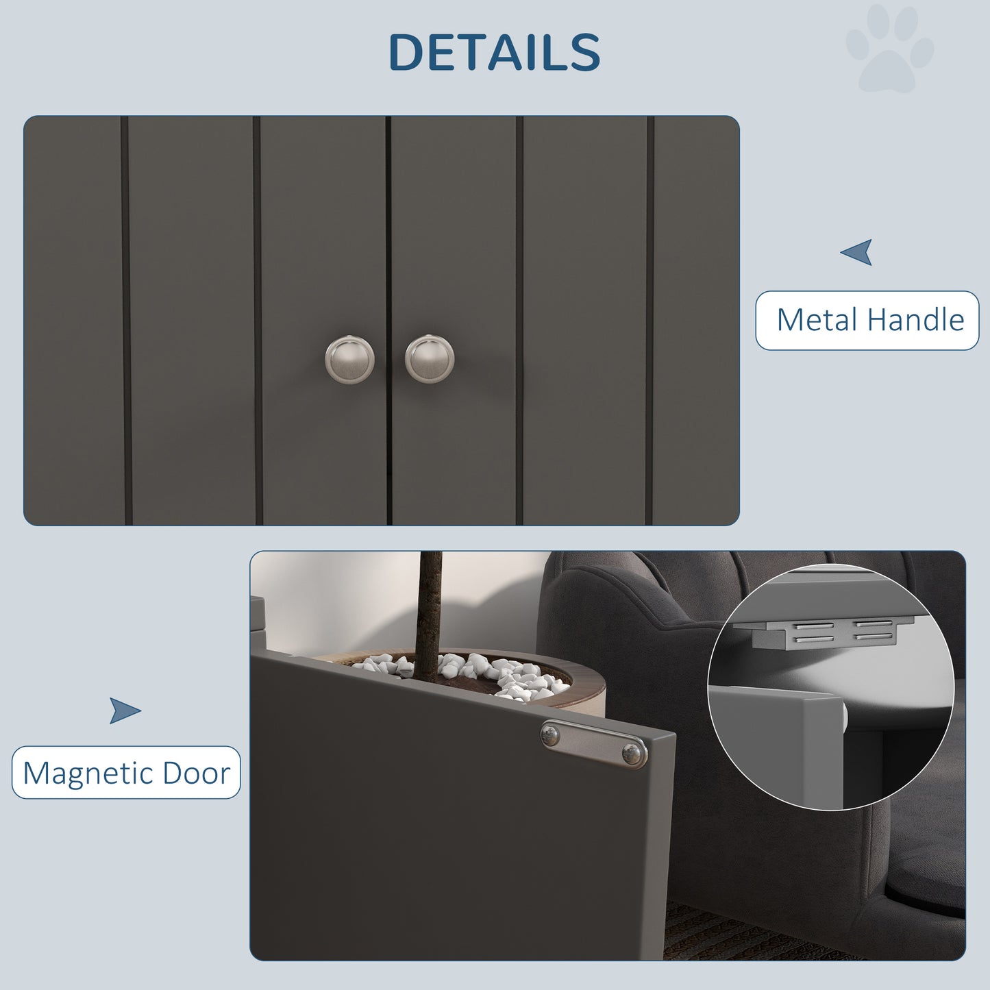 PawHut Elevated Dog Bowls with Storage Cabinet Containing Large 44L Capacity, Gray