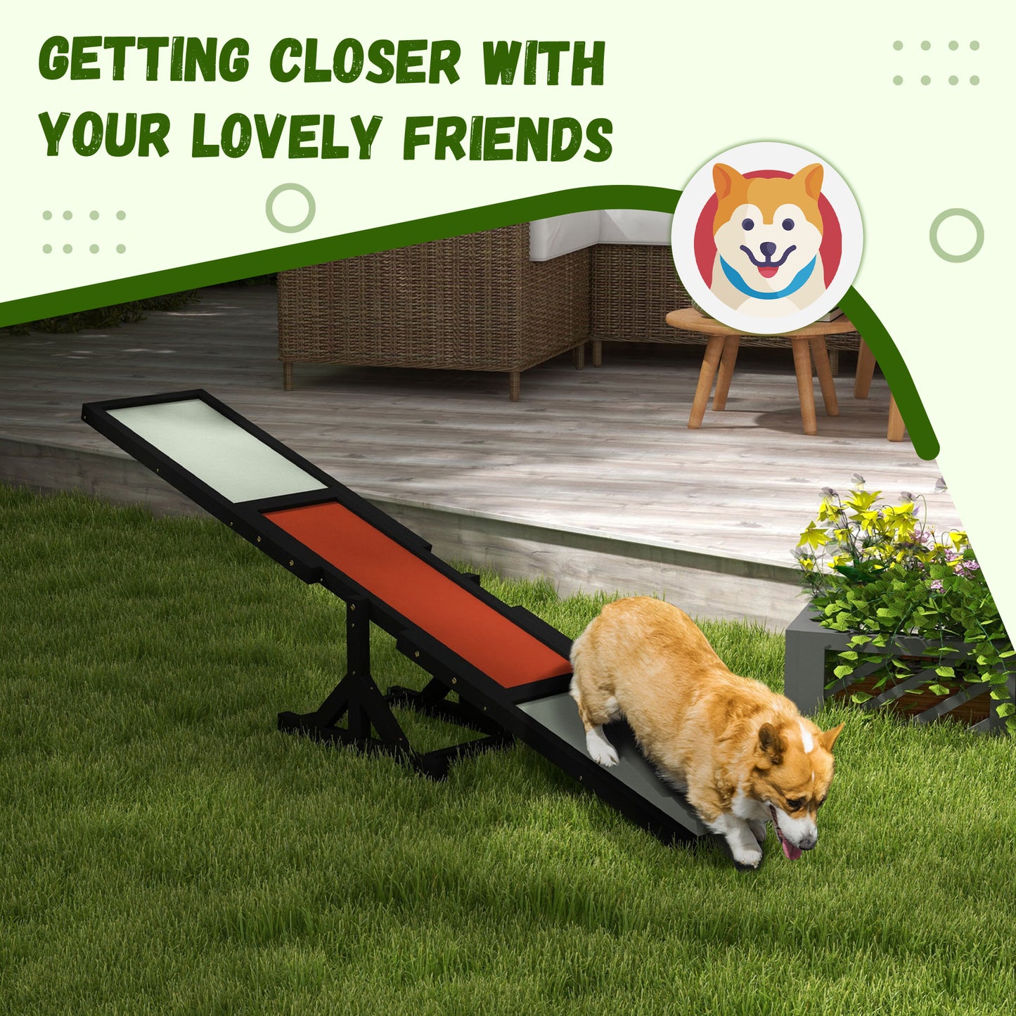 PawHut Wooden Dog Agility Seesaw for Training and Exercise, Black