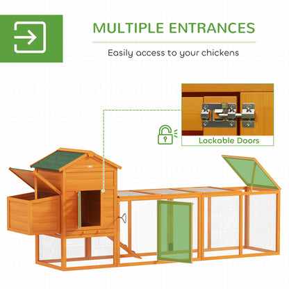PawHut Extra Large Run Included Chicken Coop with Removable Tray Orange
