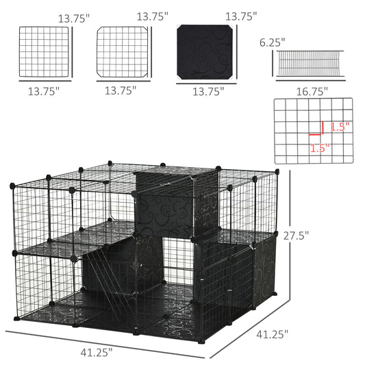 PawHut Pet Playpen with Door Storage Shelf for Kittens Chinchillas and Pet Minks