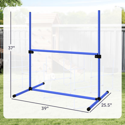 PawHut 6 Piece Dog Agility Set with Adjustable Height Jump Bars, Carry Bag, Displacing Top Bar, Blue