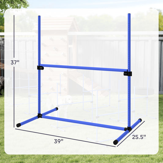 PawHut 6 Piece Dog Agility Set with Adjustable Height Jump Bars, Carry Bag, Displacing Top Bar, Blue