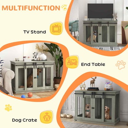 PawHut Modern Dog Crate End Table with Divider Panel, Gray