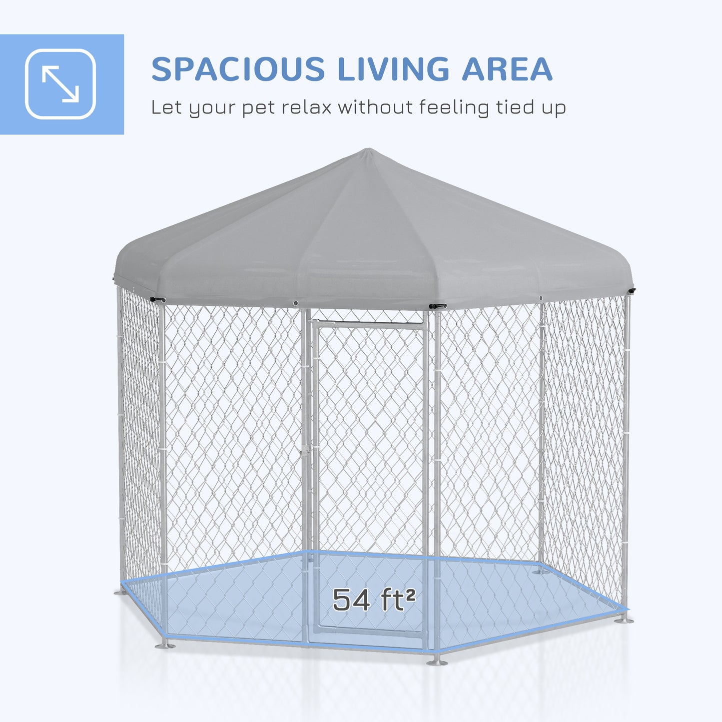 PawHut 9.2' x 8' x 7.7' Dog Kennel Outdoor for Medium and Large-Sized Dogs with Waterproof UV Resistant Roof, Silver