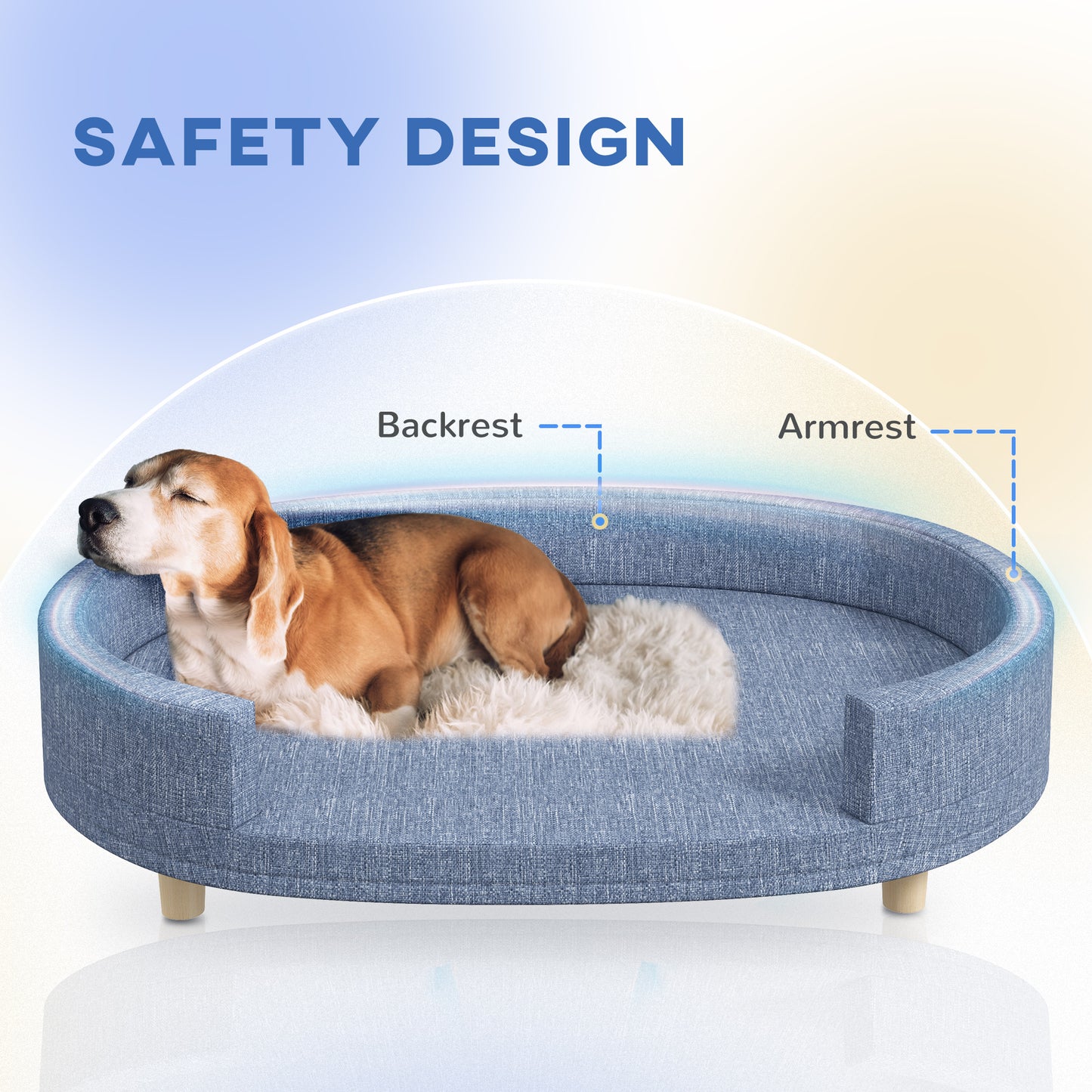 PawHut Dog Couch for Large Dogs with Removable Top, Washable Cover, Blue