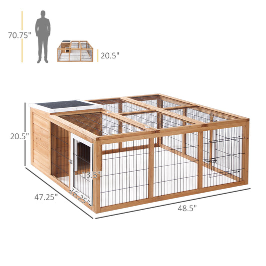 PawHut Rabbit Hutch, Waterproof Rabbit House for Small Animals, Natural