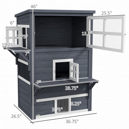 PawHut Cat House, Outdoor 3-Tier Kitty Shelter, Weather Resistant, w/ Escape Door